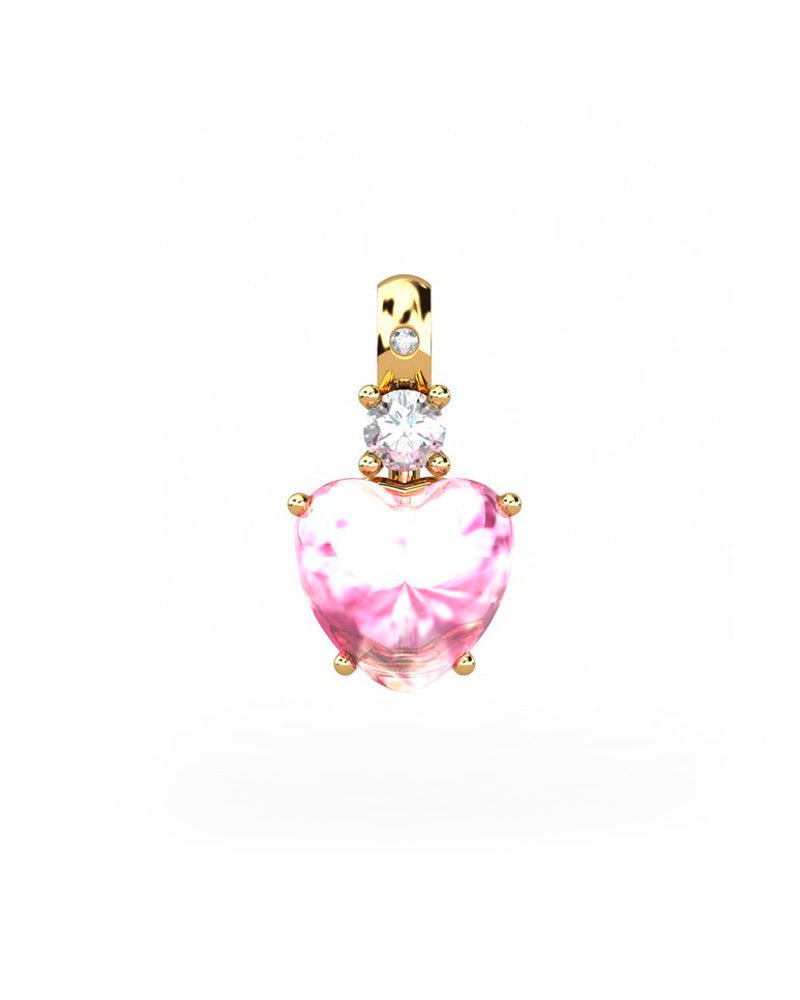 COLGANTE GAIA DE ORO GAIA CON DIAMANTE DE 0,01 CT Y TOPACIO CON CORAZON CABUJàN TURMALINA 8X8MM - CRESBER