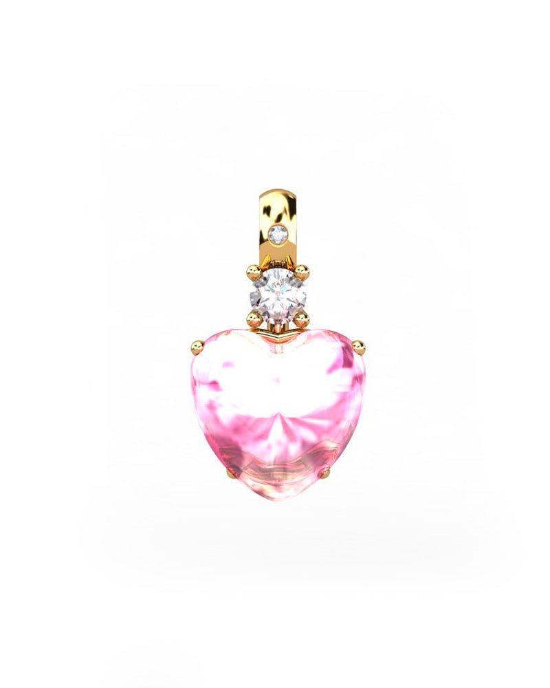 COLGANTE GAIA DE ORO GAIA CON DIAMANTE DE 0,01 CT Y TOPACIO CON CORAZON CABUJàN TURMALINA 9X9MM - CRESBER