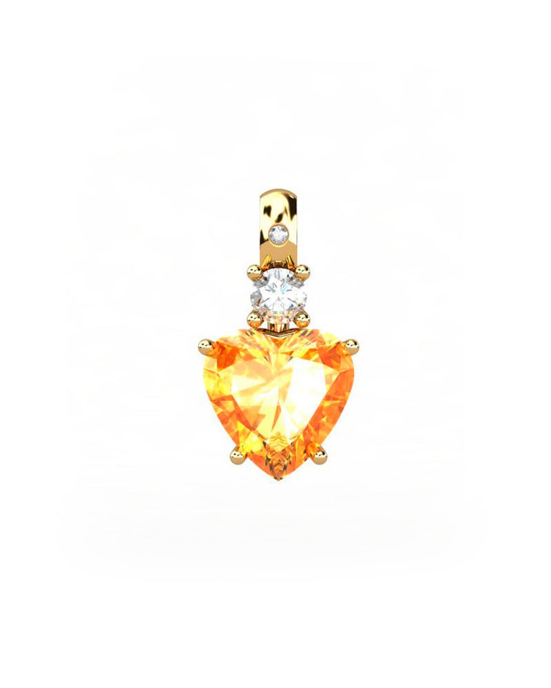 COLGANTE GAIA DE ORO GAIA CON DIAMANTE DE 0,01 CT Y TOPACIO CON CORAZON CITRINO 8X8MM - CRESBER