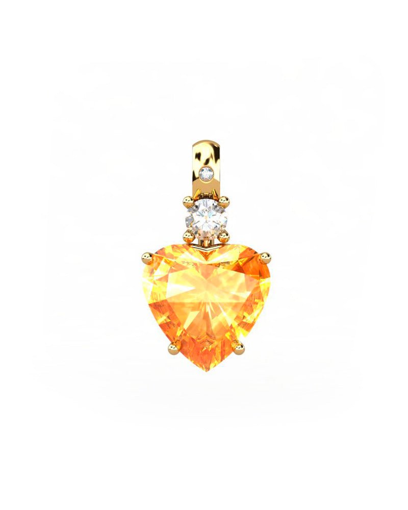 COLGANTE GAIA DE ORO GAIA CON DIAMANTE DE 0,01 CT Y TOPACIO CON CORAZON CITRINO 9X9MM - CRESBER