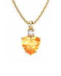 COLGANTE GAIA DE ORO GAIA CON DIAMANTE DE 0,01 CT Y TOPACIO CON CORAZON CITRINO 9X9MM - CRESBER