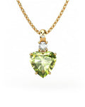 COLGANTE GAIA DE ORO GAIA CON DIAMANTE DE 0,01 CT Y TOPACIO CON CORAZON OLIVINA 9X9MM - CRESBER