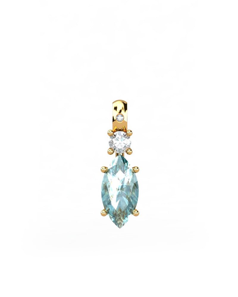 COLGANTE GAIA DE ORO GAIA CON DIAMANTE DE 0,01 CT Y TOPACIO CON MARQUISE 10X5MM - CRESBER