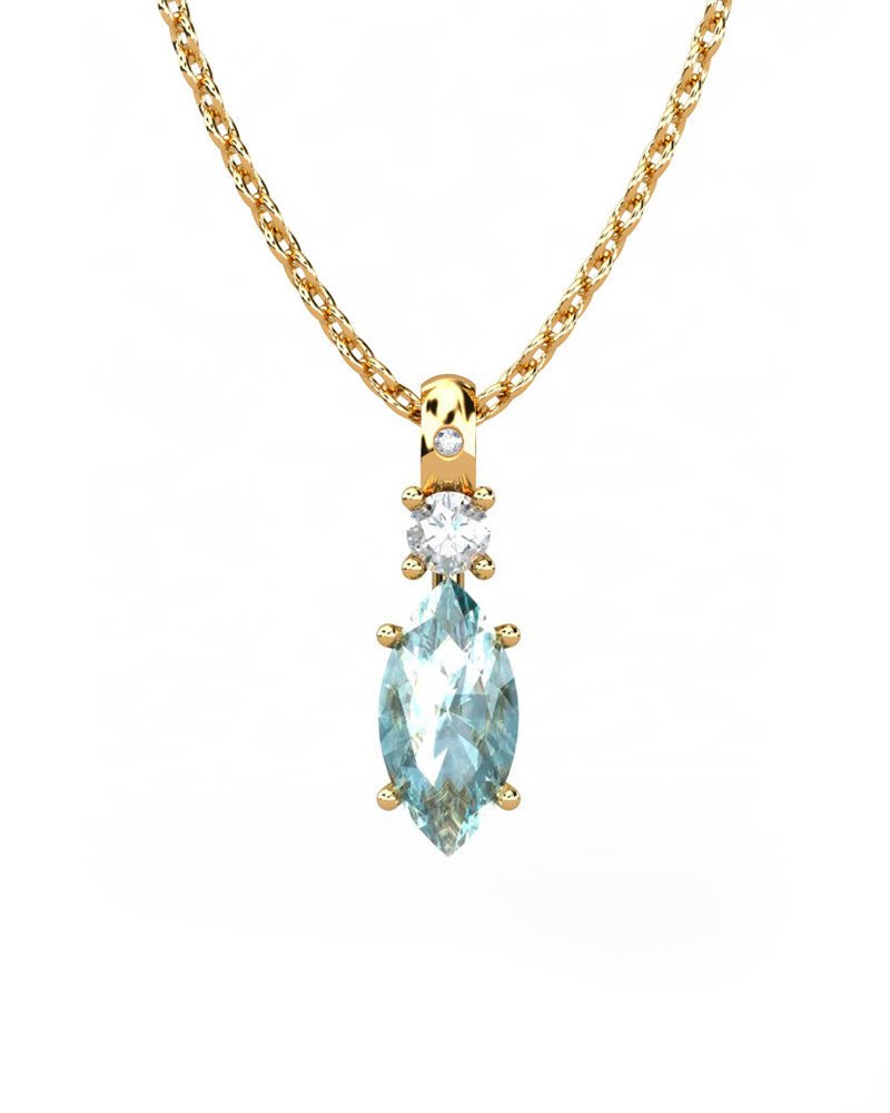 COLGANTE GAIA DE ORO GAIA CON DIAMANTE DE 0,01 CT Y TOPACIO CON MARQUISE 10X5MM - CRESBER