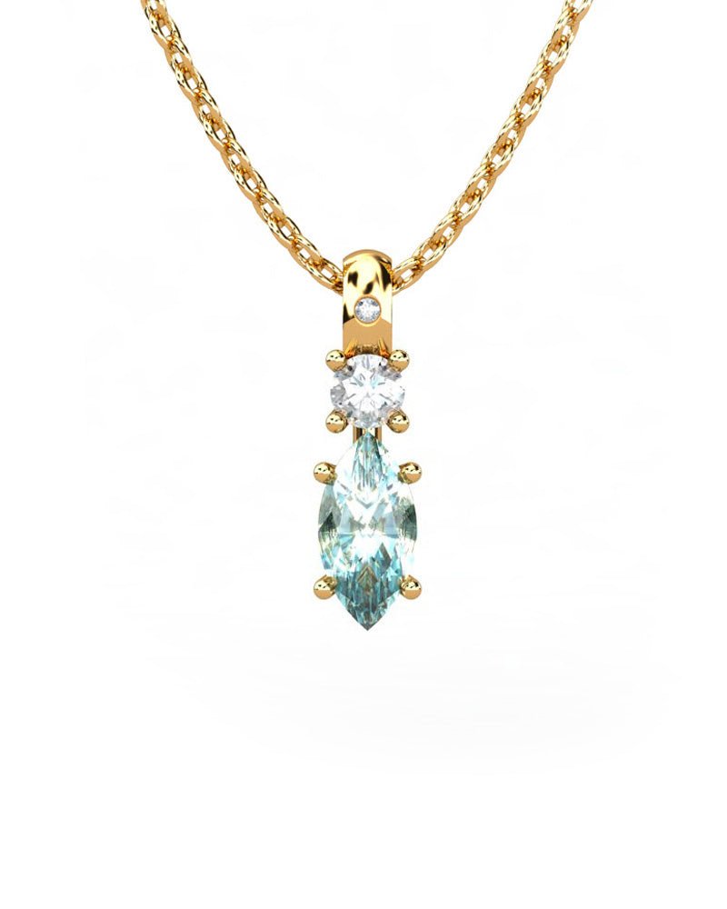 COLGANTE GAIA DE ORO GAIA CON DIAMANTE DE 0,01 CT Y TOPACIO CON MARQUISE 8X4MM - CRESBER