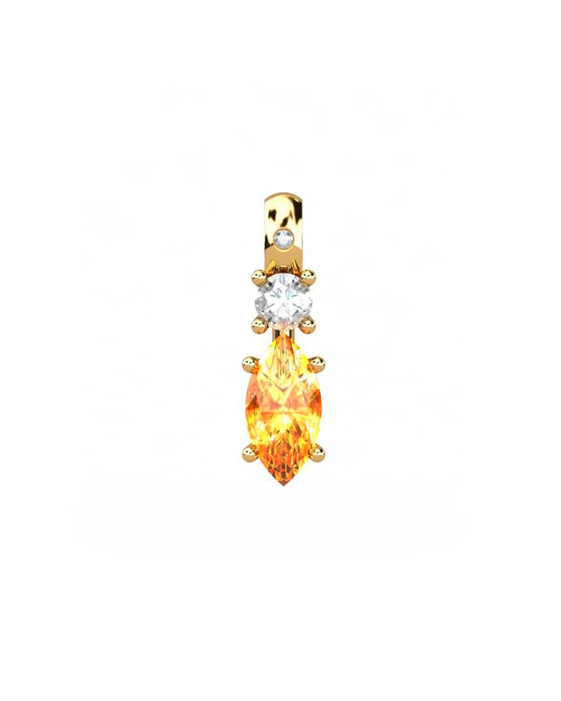 COLGANTE GAIA DE ORO GAIA CON DIAMANTE DE 0,01 CT Y TOPACIO CON MARQUISE CITRINO 8X4MM - CRESBER