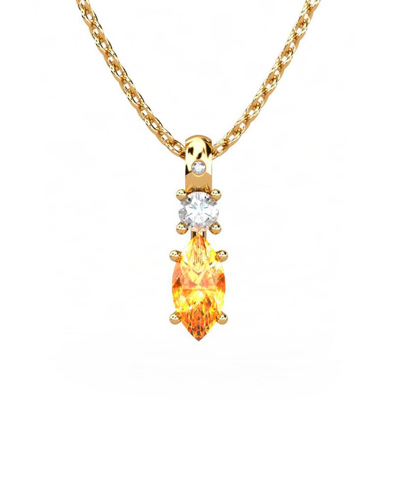 COLGANTE GAIA DE ORO GAIA CON DIAMANTE DE 0,01 CT Y TOPACIO CON MARQUISE CITRINO 8X4MM - CRESBER