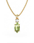 COLGANTE GAIA DE ORO GAIA CON DIAMANTE DE 0,01 CT Y TOPACIO CON MARQUISE OLIVINA 10X5MM - CRESBER