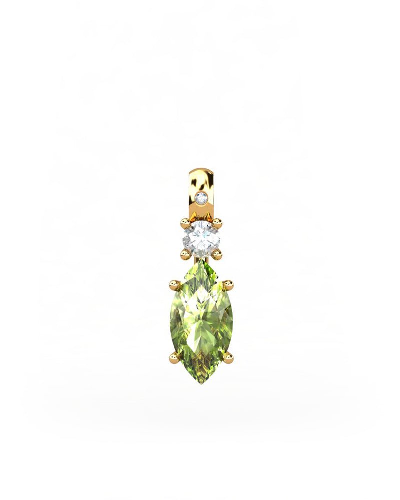 COLGANTE GAIA DE ORO GAIA CON DIAMANTE DE 0,01 CT Y TOPACIO CON MARQUISE OLIVINA 10X5MM - CRESBER