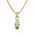 COLGANTE GAIA DE ORO GAIA CON DIAMANTE DE 0,01 CT Y TOPACIO CON MARQUISE OLIVINA 8X4MM - CRESBER