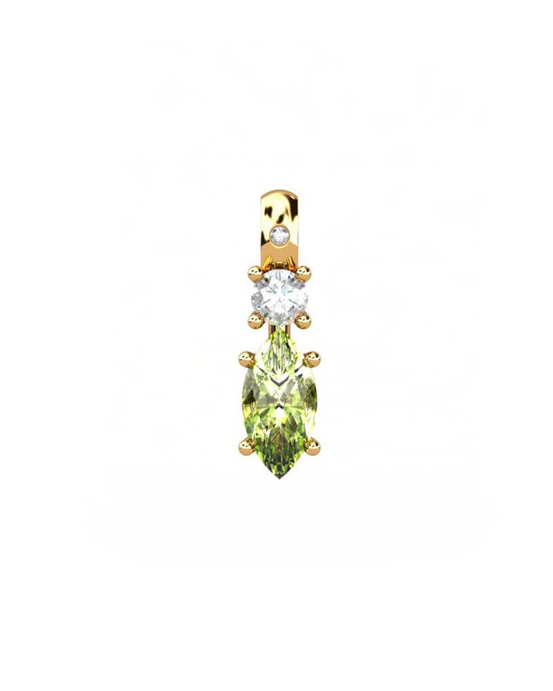 COLGANTE GAIA DE ORO GAIA CON DIAMANTE DE 0,01 CT Y TOPACIO CON MARQUISE OLIVINA 8X4MM - CRESBER