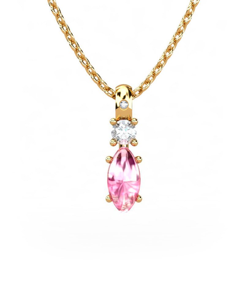 COLGANTE GAIA DE ORO GAIA CON DIAMANTE DE 0,01 CT Y TOPACIO CON MARQUISE TURMALINA CABUJàN 8X4MM - CRESBER