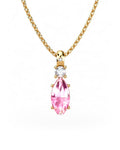 COLGANTE GAIA DE ORO GAIA CON DIAMANTE DE 0,01 CT Y TOPACIO CON MARQUISE TURMALINA CABUJON 10X5MM - CRESBER