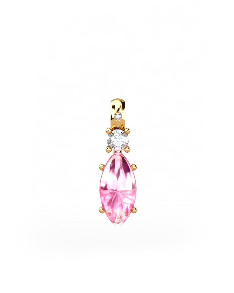 COLGANTE GAIA DE ORO GAIA CON DIAMANTE DE 0,01 CT Y TOPACIO CON MARQUISE TURMALINA CABUJON 10X5MM - CRESBER