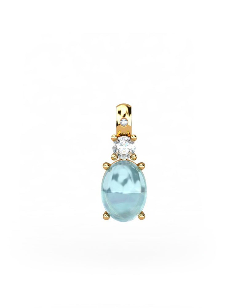 COLGANTE GAIA DE ORO GAIA CON DIAMANTE DE 0,01 CT Y TOPACIO CON OVAL CABUJàN 8X6MM - CRESBER