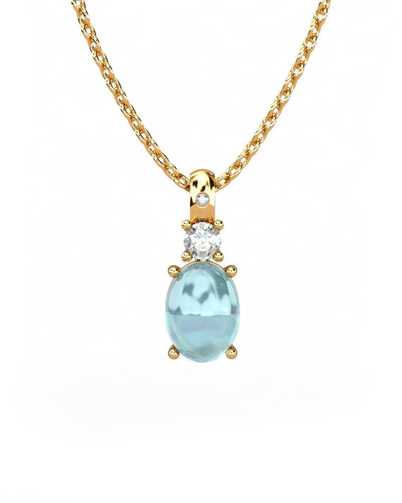 COLGANTE GAIA DE ORO GAIA CON DIAMANTE DE 0,01 CT Y TOPACIO CON OVAL CABUJàN 8X6MM - CRESBER