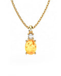 COLGANTE GAIA DE ORO GAIA CON DIAMANTE DE 0,01 CT Y TOPACIO CON OVAL CITRINO CABUJàN 8X6MM - CRESBER