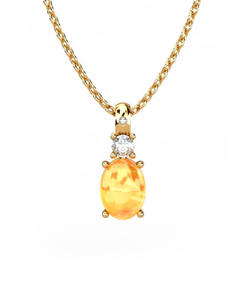COLGANTE GAIA DE ORO GAIA CON DIAMANTE DE 0,01 CT Y TOPACIO CON OVAL CITRINO CABUJàN 8X6MM - CRESBER