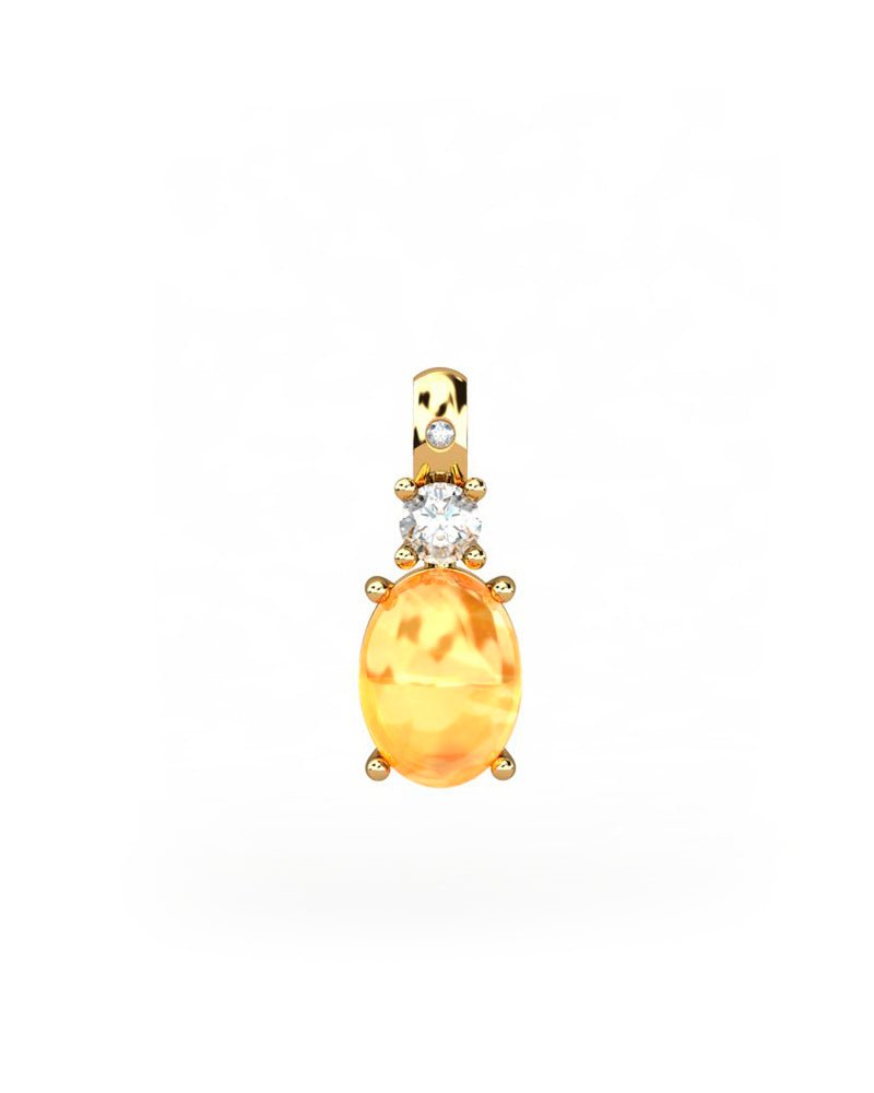 COLGANTE GAIA DE ORO GAIA CON DIAMANTE DE 0,01 CT Y TOPACIO CON OVAL CITRINO CABUJàN 8X6MM - CRESBER