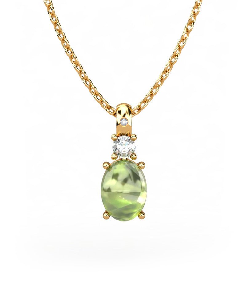 COLGANTE GAIA DE ORO GAIA CON DIAMANTE DE 0,01 CT Y TOPACIO CON OVAL OLIVINA CABUJàN 8X6MM - CRESBER