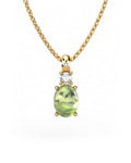 COLGANTE GAIA DE ORO GAIA CON DIAMANTE DE 0,01 CT Y TOPACIO CON OVAL OLIVINA CABUJàN 8X6MM - CRESBER
