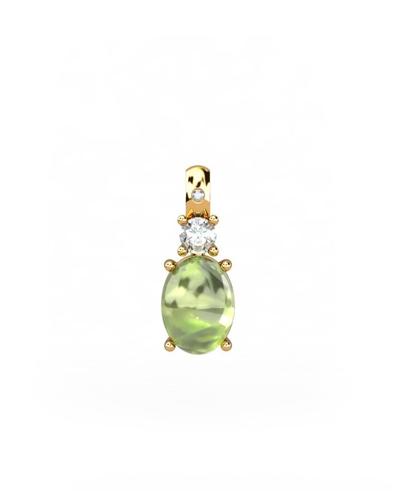 COLGANTE GAIA DE ORO GAIA CON DIAMANTE DE 0,01 CT Y TOPACIO CON OVAL OLIVINA CABUJàN 8X6MM - CRESBER