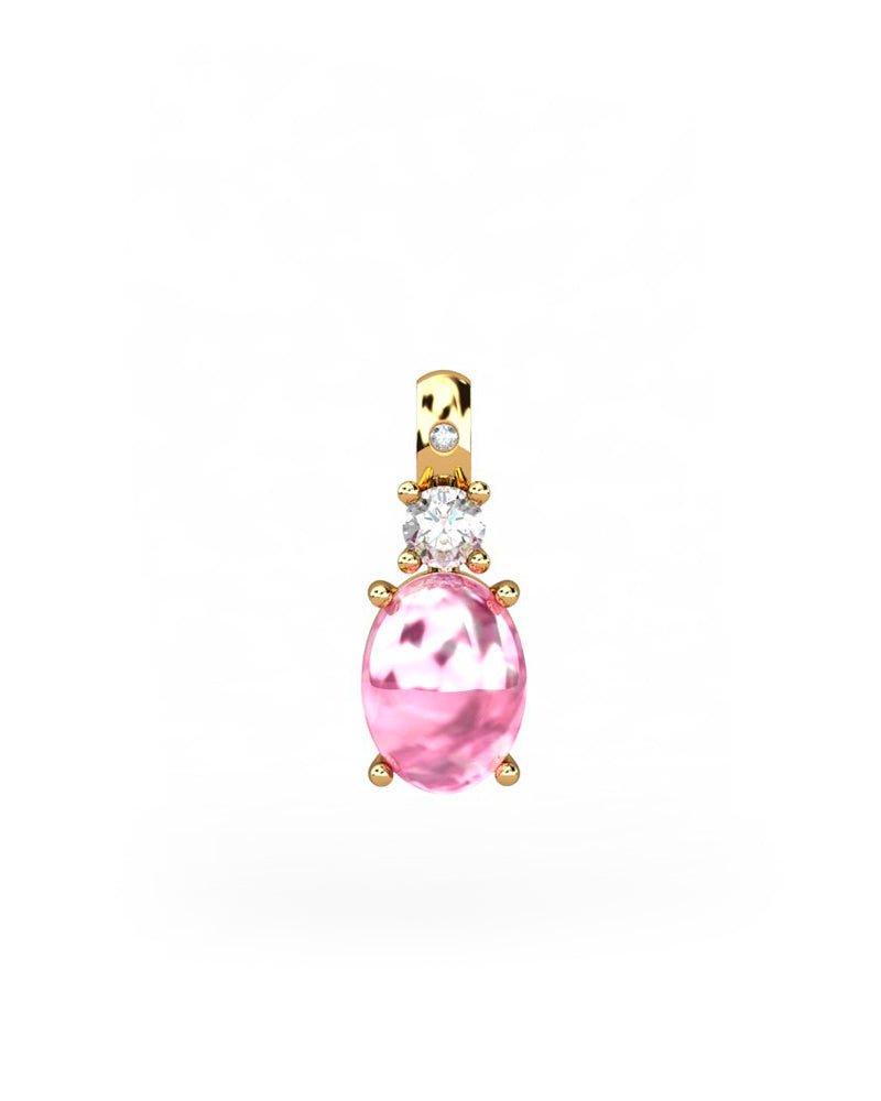COLGANTE GAIA DE ORO GAIA CON DIAMANTE DE 0,01 CT Y TOPACIO CON OVAL TURMALINA CABUJàN 8X6MM - CRESBER