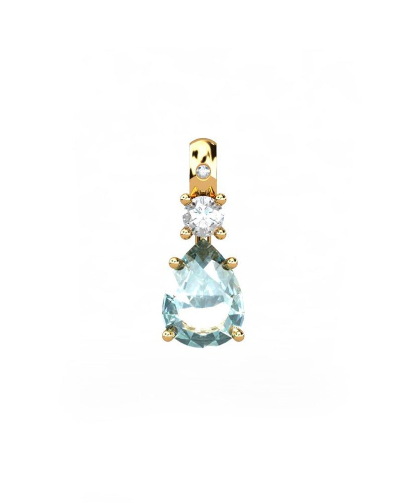 COLGANTE GAIA DE ORO GAIA CON DIAMANTE DE 0,01 CT Y TOPACIO CON PERA 8X6MM - CRESBER