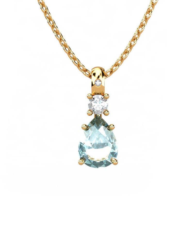 COLGANTE GAIA DE ORO GAIA CON DIAMANTE DE 0,01 CT Y TOPACIO CON PERA 8X6MM - CRESBER
