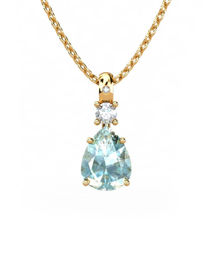 COLGANTE GAIA DE ORO GAIA CON DIAMANTE DE 0,01 CT Y TOPACIO CON PERA 9X7MM - CRESBER