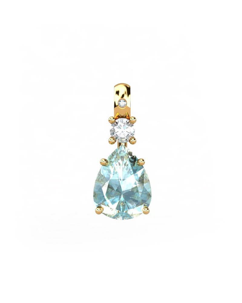 COLGANTE GAIA DE ORO GAIA CON DIAMANTE DE 0,01 CT Y TOPACIO CON PERA 9X7MM - CRESBER