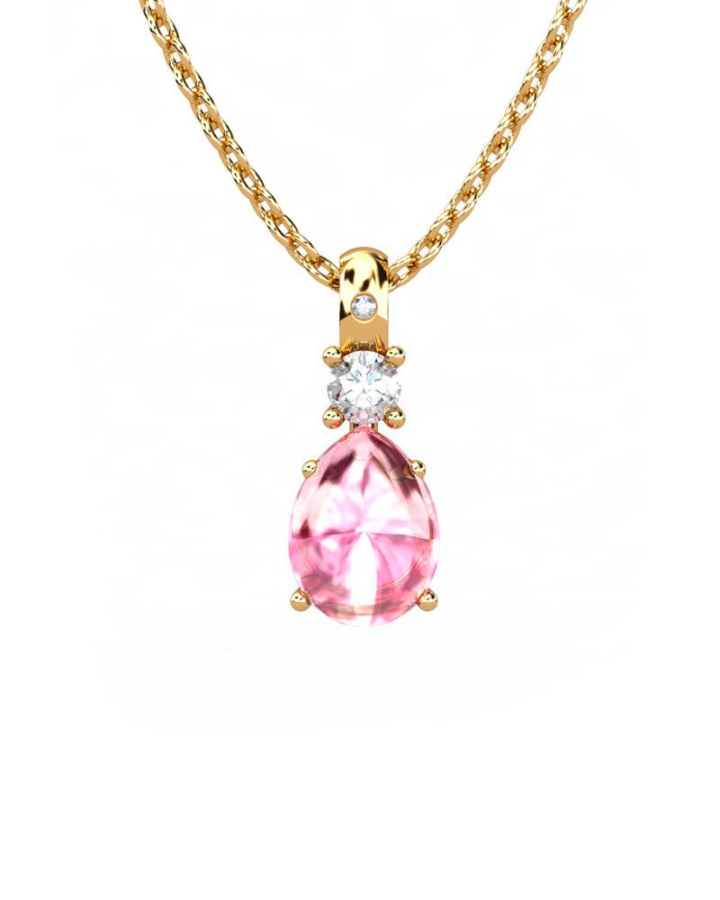 COLGANTE GAIA DE ORO GAIA CON DIAMANTE DE 0,01 CT Y TOPACIO CON PERA CABUJàN TURMALINA 8X6MM - CRESBER