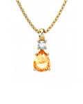 COLGANTE GAIA DE ORO GAIA CON DIAMANTE DE 0,01 CT Y TOPACIO CON PERA CITRINO 8X6MM - CRESBER