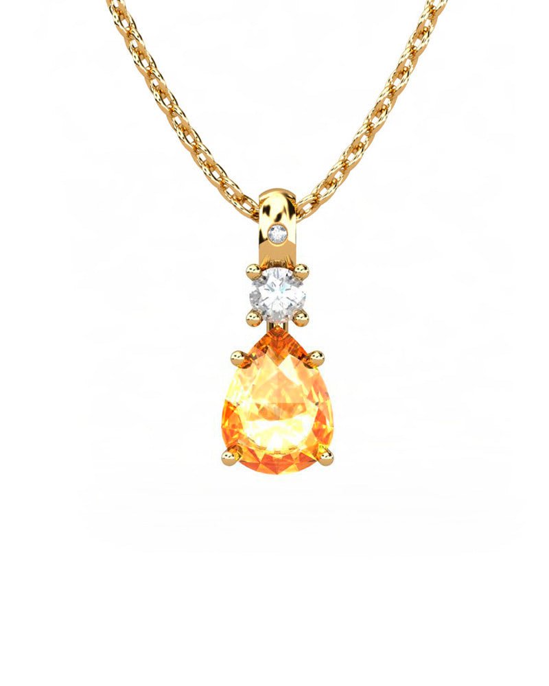 COLGANTE GAIA DE ORO GAIA CON DIAMANTE DE 0,01 CT Y TOPACIO CON PERA CITRINO 8X6MM - CRESBER