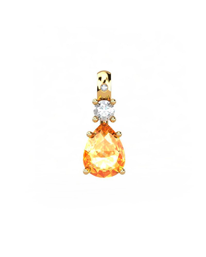 COLGANTE GAIA DE ORO GAIA CON DIAMANTE DE 0,01 CT Y TOPACIO CON PERA CITRINO 8X6MM - CRESBER