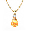 COLGANTE GAIA DE ORO GAIA CON DIAMANTE DE 0,01 CT Y TOPACIO CON PERA CITRINO 9X7MM - CRESBER