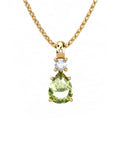 COLGANTE GAIA DE ORO GAIA CON DIAMANTE DE 0,01 CT Y TOPACIO CON PERA OLIVINA 8X6MM - CRESBER