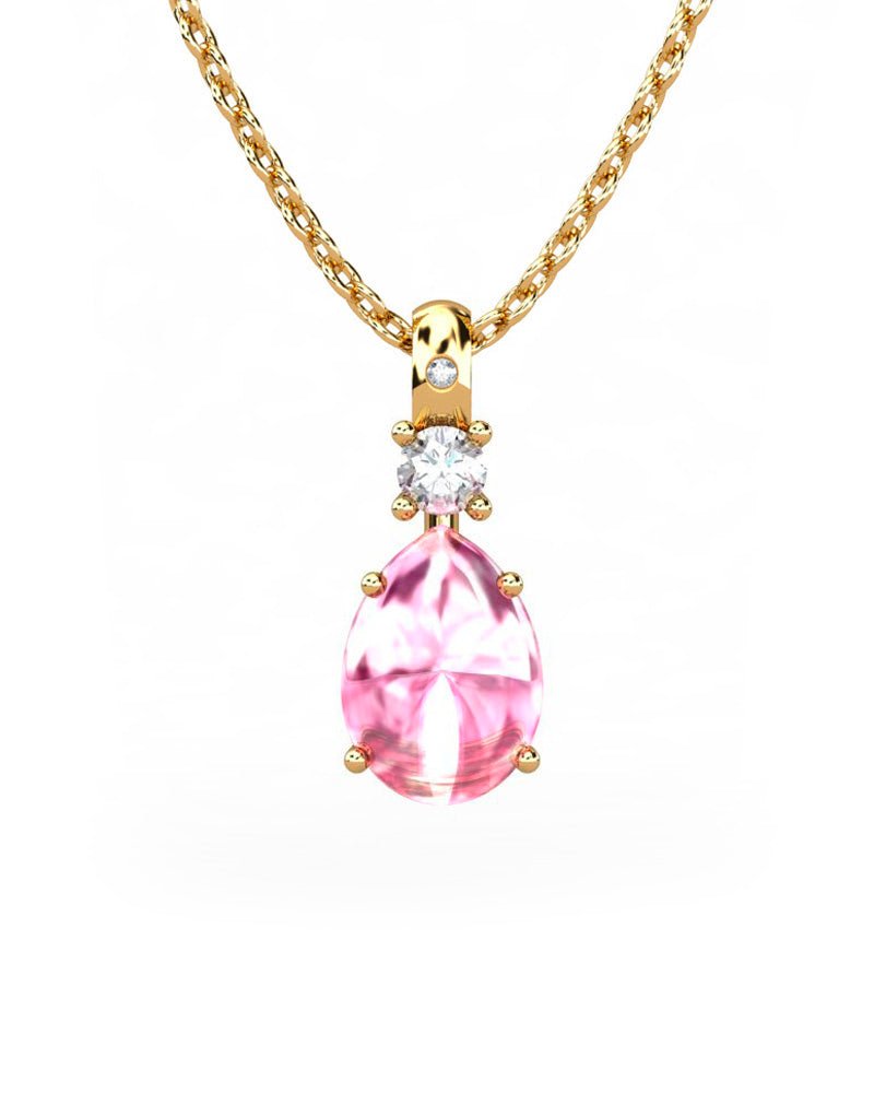 COLGANTE GAIA DE ORO GAIA CON DIAMANTE DE 0,01 CT Y TOPACIO CON PERA TURMALINA CABUJàN 9X7MM - CRESBER
