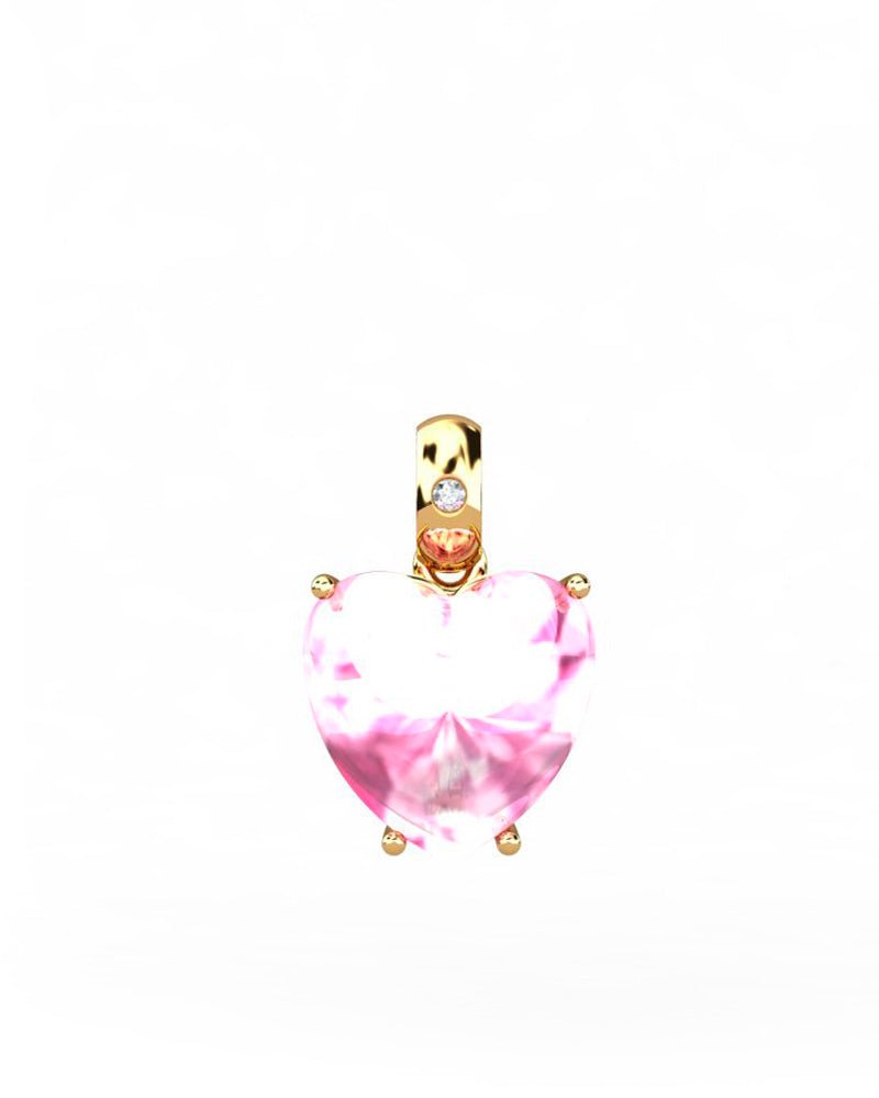 COLGANTE GAIA DE ORO Y DIAMANTES DE 0,01 CT CON CORAZàN CABUJàN DE TURMALINA 8X8MM - CRESBER