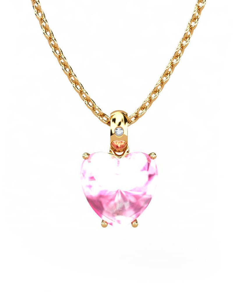 COLGANTE GAIA DE ORO Y DIAMANTES DE 0,01 CT CON CORAZàN CABUJàN DE TURMALINA 8X8MM - CRESBER