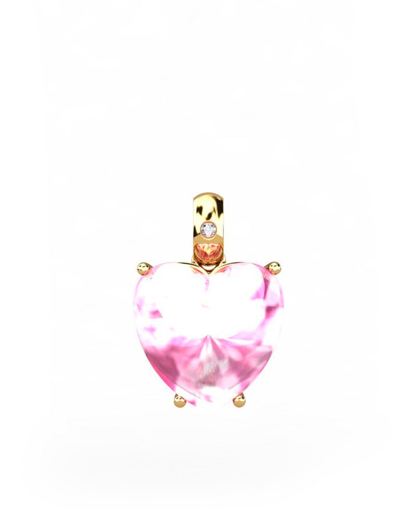 COLGANTE GAIA DE ORO Y DIAMANTES DE 0,01 CT CON CORAZàN CABUJàN DE TURMALINA 9X9MM - CRESBER