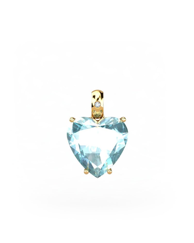 COLGANTE GAIA DE ORO Y DIAMANTES DE 0,01 CT CON CORAZàN FACETADO DE 9X9MM - CRESBER