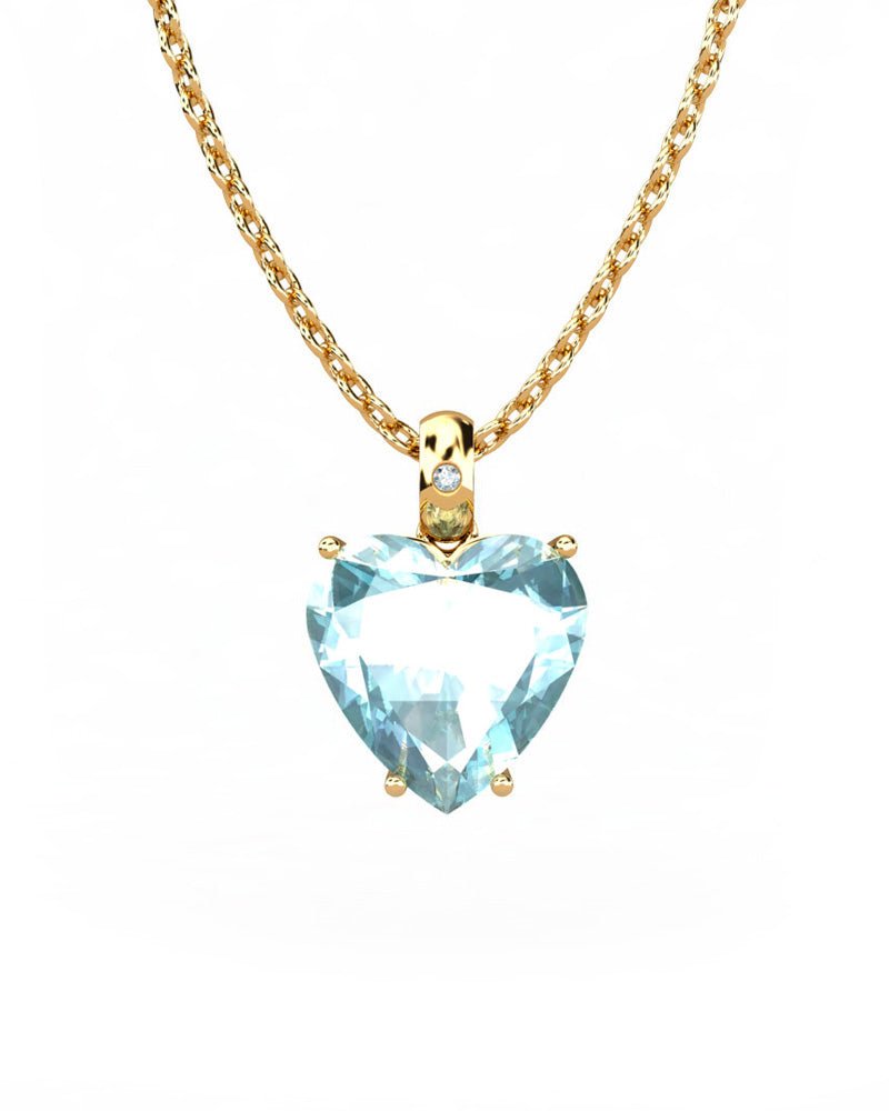 COLGANTE GAIA DE ORO Y DIAMANTES DE 0,01 CT CON CORAZàN FACETADO DE 9X9MM - CRESBER