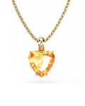 COLGANTE GAIA DE ORO Y DIAMANTES DE 0,01 CT CON CORAZàN FACETADO DE CITRINO 8X8MM - CRESBER