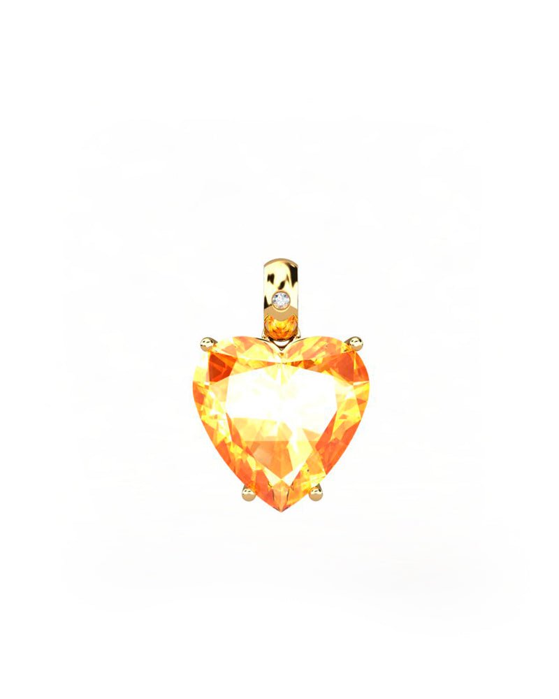 COLGANTE GAIA DE ORO Y DIAMANTES DE 0,01 CT CON CORAZàN FACETADO DE CITRINO 9X9MM - CRESBER