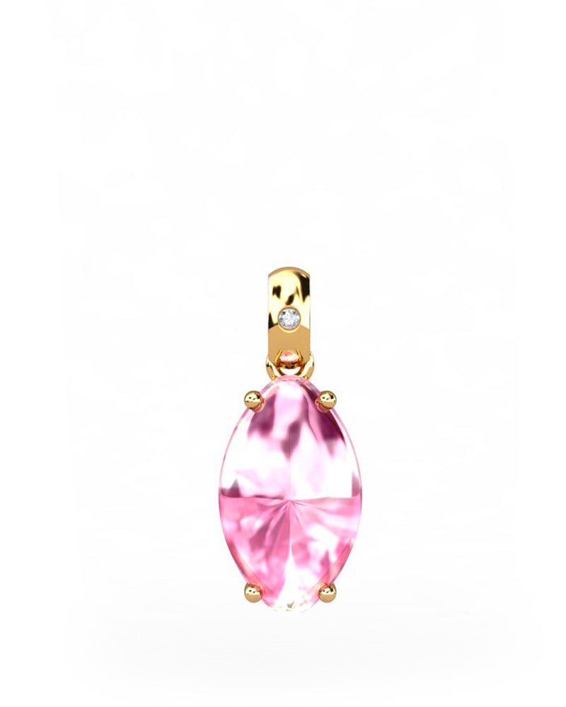 COLGANTE GAIA DE ORO Y DIAMANTES DE 0,01 CT CON MARQUISE CABUJàN TURMALINA 10X5MM - CRESBER