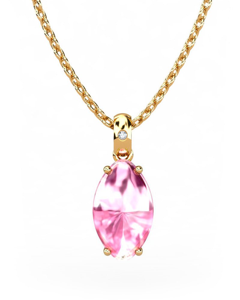 COLGANTE GAIA DE ORO Y DIAMANTES DE 0,01 CT CON MARQUISE CABUJàN TURMALINA 10X5MM - CRESBER