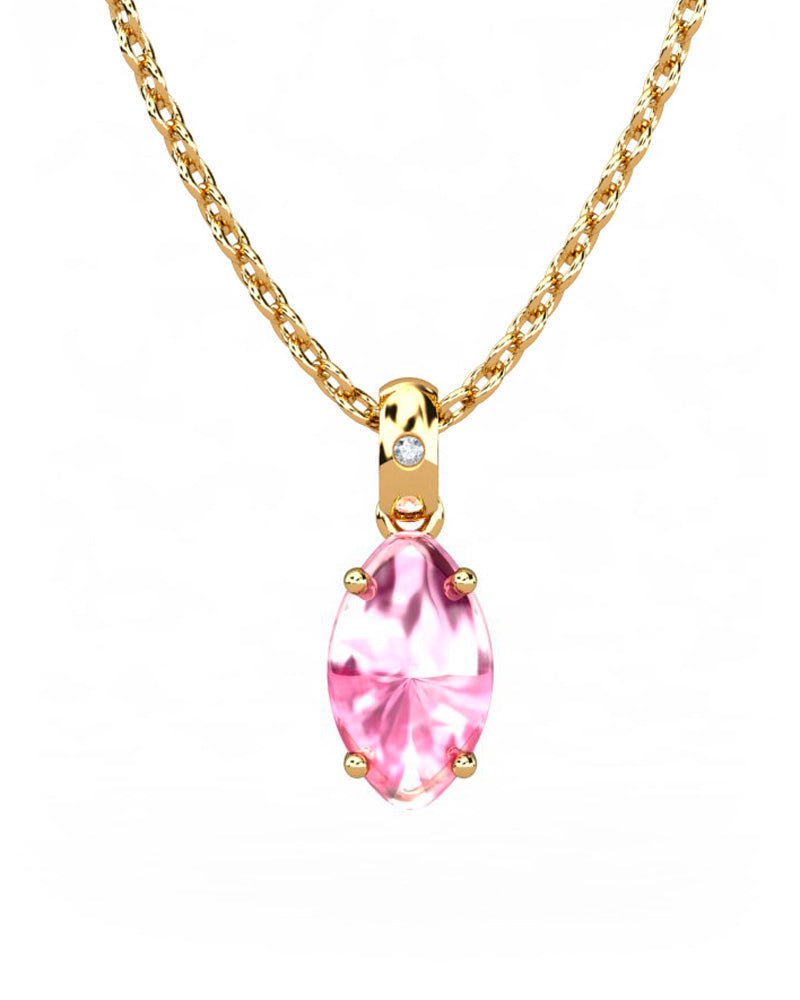 COLGANTE GAIA DE ORO Y DIAMANTES DE 0,01 CT CON MARQUISE CABUJàN TURMALINA 8X4MM - CRESBER