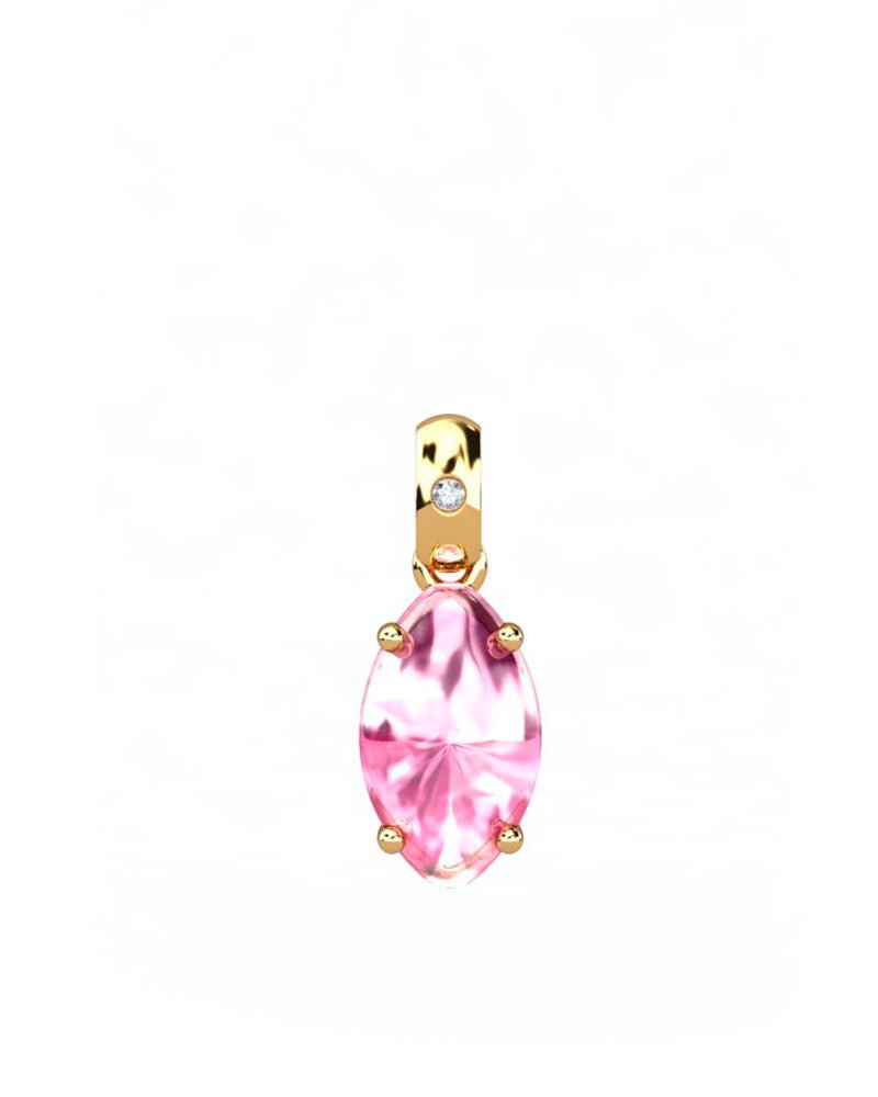 COLGANTE GAIA DE ORO Y DIAMANTES DE 0,01 CT CON MARQUISE CABUJàN TURMALINA 8X4MM - CRESBER