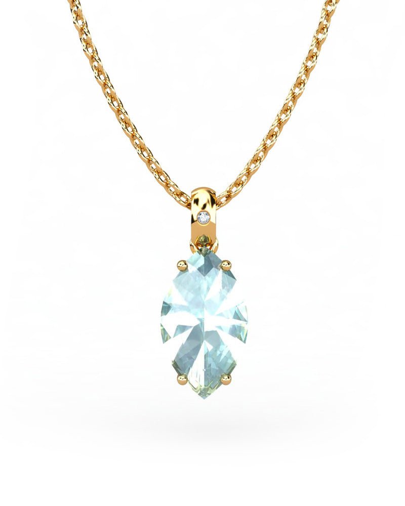 COLGANTE GAIA DE ORO Y DIAMANTES DE 0,01 CT CON MARQUISE FACETADO DE 10X5MM - CRESBER